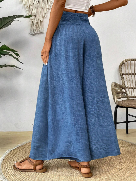 High Waist Texture Design Spring/Summer Casual Wide Leg Pants