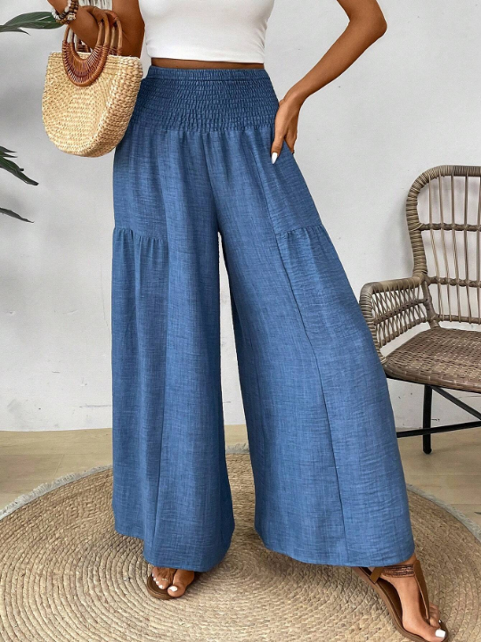 High Waist Texture Design Spring/Summer Casual Wide Leg Pants