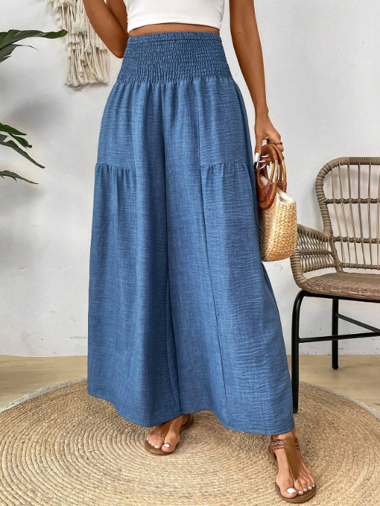 High Waist Texture Design Spring/Summer Casual Wide Leg Pants