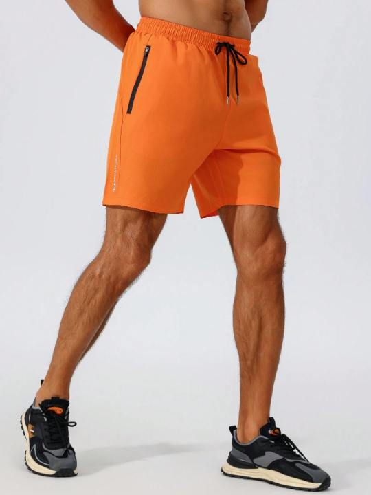 Fitness Men's Letter Printed Drawstring Waist Sport Shorts