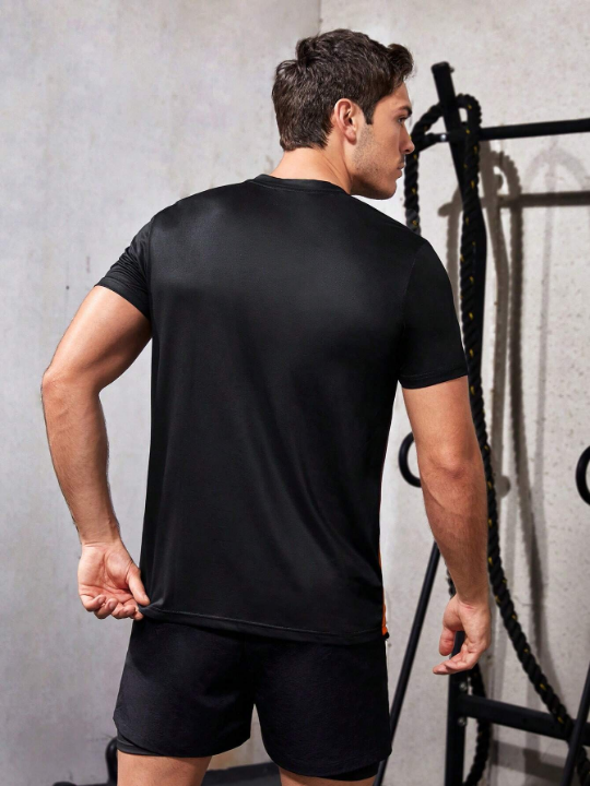 Fitness Men's Fashion Color Block Short Sleeve Sports T-Shirt