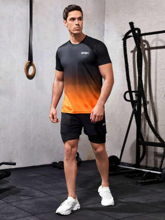 Fitness Men's Fashion Color Block Short Sleeve Sports T-Shirt