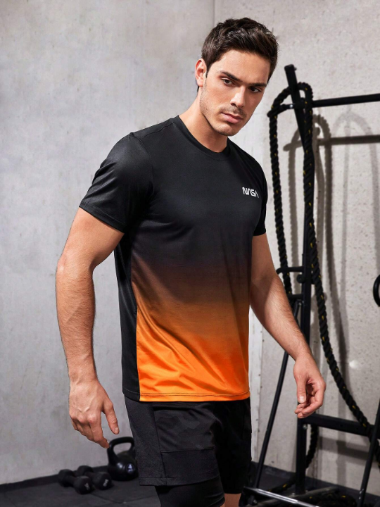 Fitness Men's Fashion Color Block Short Sleeve Sports T-Shirt