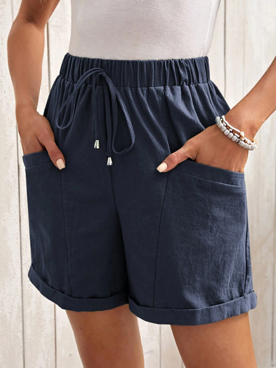 EMERY ROSE Women's Summer Casual Shorts With Tie Waist And Pockets