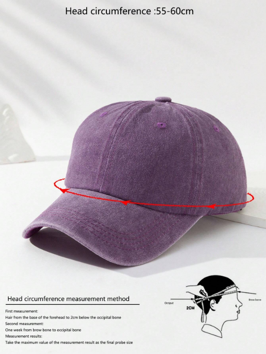 1pc Unisex Solid Color Outdoor Casual Fashion Washed Baseball Cap With Adjustable Strap