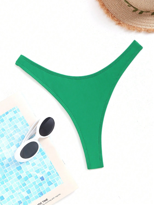 Swim Basics Solid Color Bikini Swimsuit Bottoms For Summer Beach