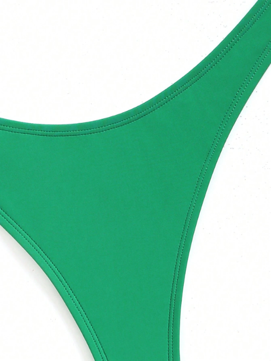 Swim Basics Solid Color Bikini Swimsuit Bottoms For Summer Beach