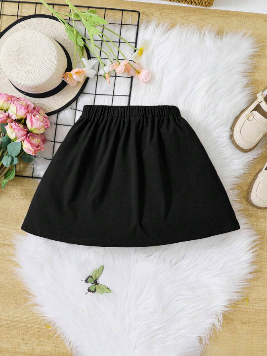 Tween Girls' Everyday Sweet & Cool Solid Color Pleated Woven Casual Skirt