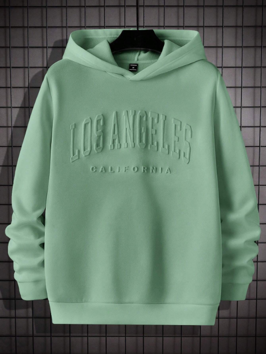 Manfinity Sporsity Men's Hooded Knit Casual Sweatshirt With Letter Print