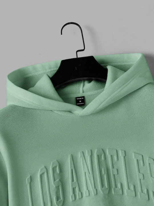 Manfinity Sporsity Men's Hooded Knit Casual Sweatshirt With Letter Print