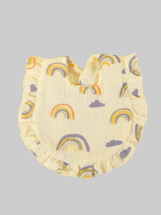 3pcs Lotus Edge Printed Muslin Baby Bibs