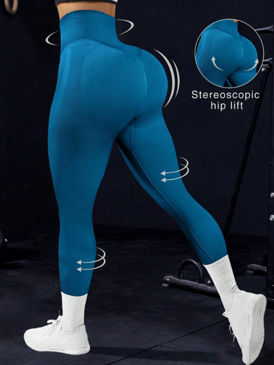 Seamless Peacock Blue Athletic Leggings