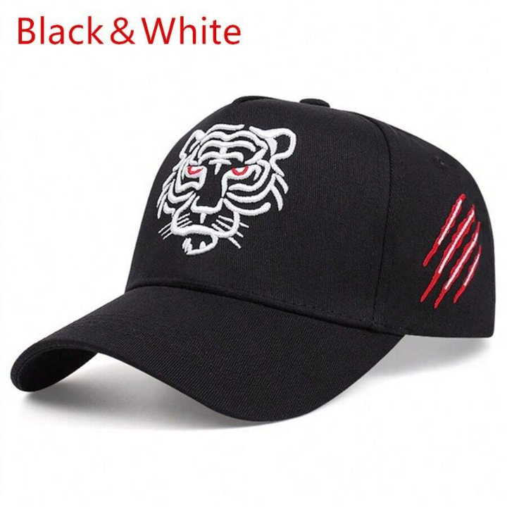 1 Pcs Black Tiger Hat Trucker Snapback Animal Cap Dad Hats Cool Hip Hop Sports Fan Baseball Cap Embroidered Tennis Caps For Men Women