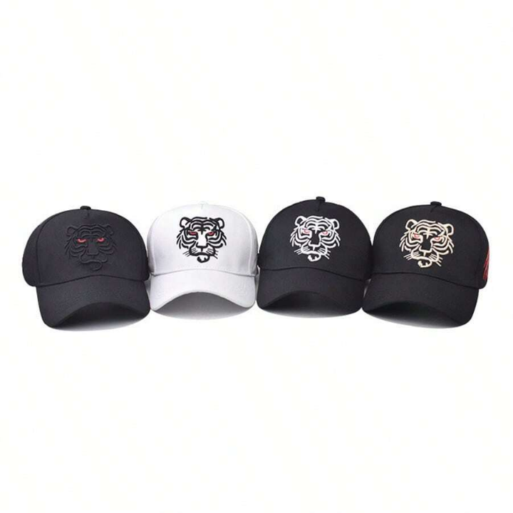 1 Pcs Black Tiger Hat Trucker Snapback Animal Cap Dad Hats Cool Hip Hop Sports Fan Baseball Cap Embroidered Tennis Caps For Men Women