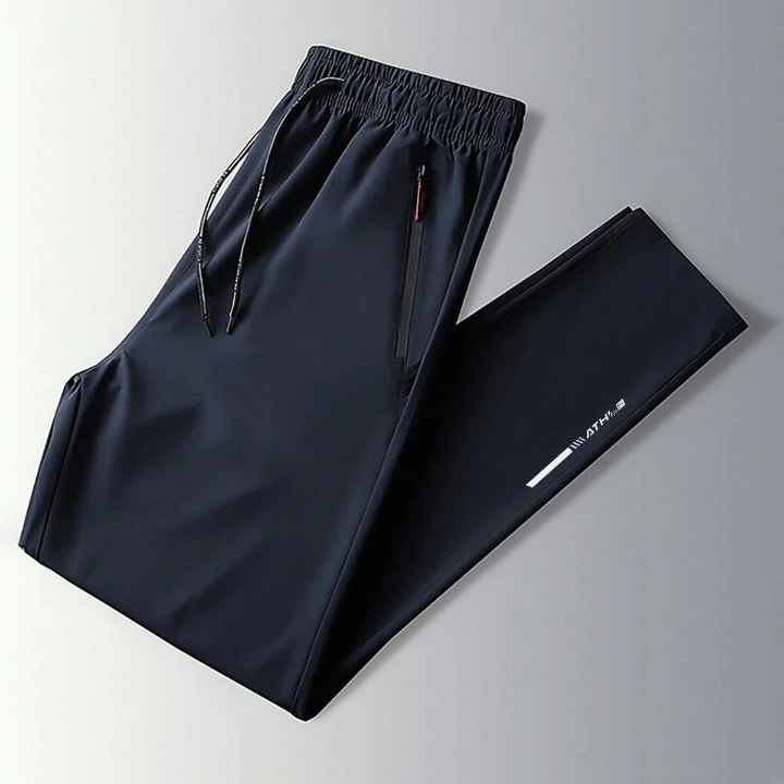 Men Sports Pants Quick-Drying Trousers Sportswear New Weave Sports Straight Breathable Trousers Training Pants Zipper Pocket Wide Running Long Pants