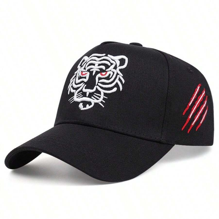 1 Pcs Black Tiger Hat Trucker Snapback Animal Cap Dad Hats Cool Hip Hop Sports Fan Baseball Cap Embroidered Tennis Caps For Men Women