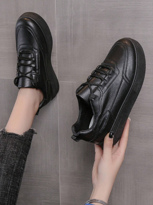 Spring/Autumn Fashionable Thick-Soled Height Increasing Lace-Up Women's Casual Shoes Waterproof Platform White Shoes