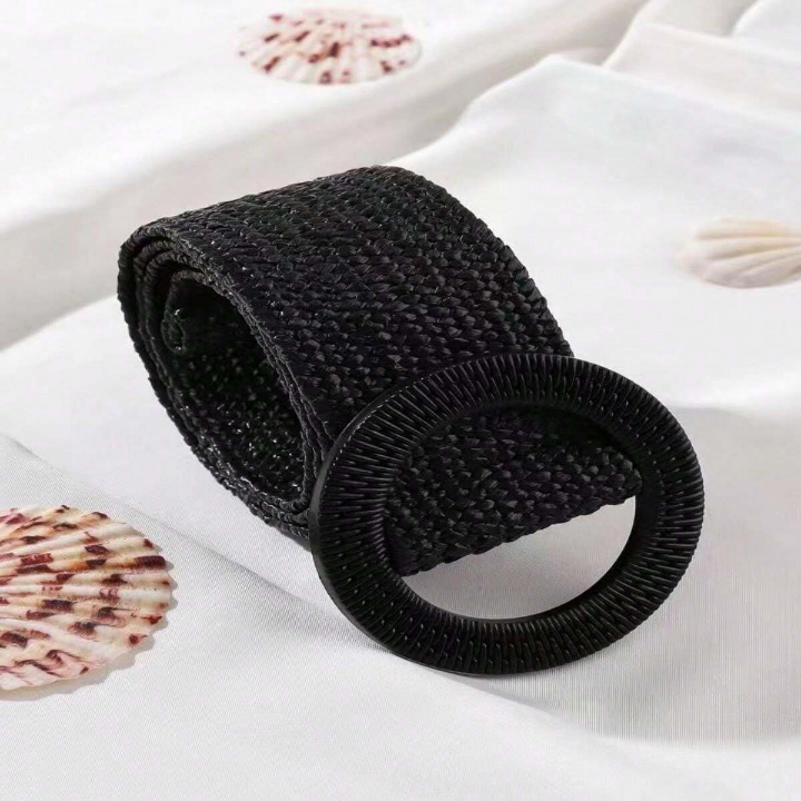 1pc Women's Elastic Pp Grass Woven Waistband