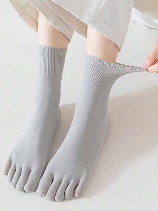 5pairs Women's Five-Toe Socks, Thin, Breathable, & Spring/Summer Style