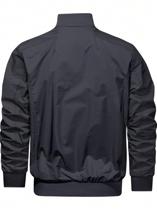 Men's Spring Casual Breathable Windbreaker With Zipper Pockets