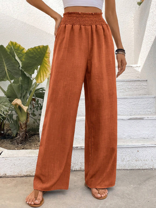 Wide Leg Floral Chiffon Fabric High Waist Straight Pants