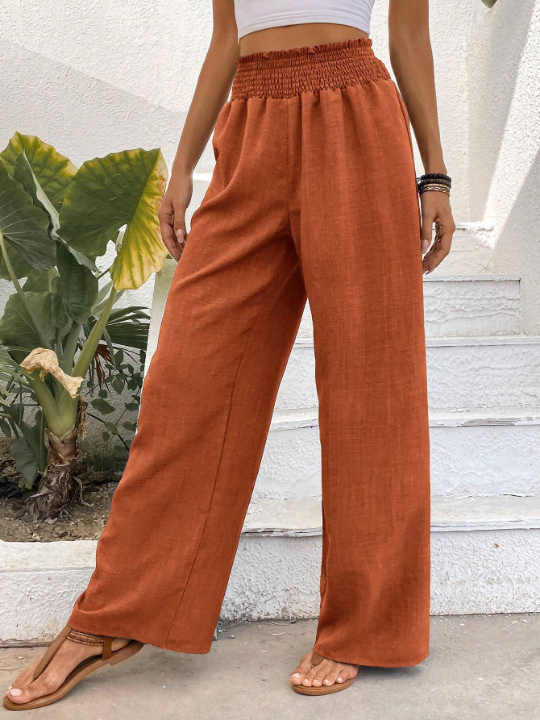 Wide Leg Floral Chiffon Fabric High Waist Straight Pants