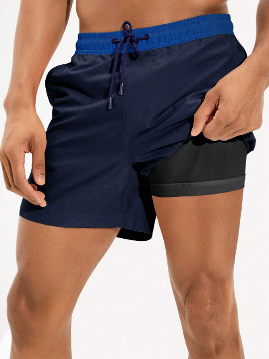 Manfinity Men's Drawstring Simple Beach Shorts