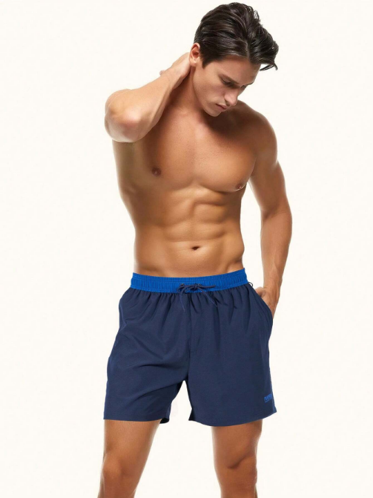 Manfinity Men's Drawstring Simple Beach Shorts