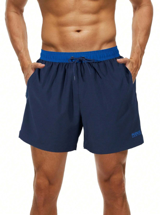 Manfinity Men's Drawstring Simple Beach Shorts