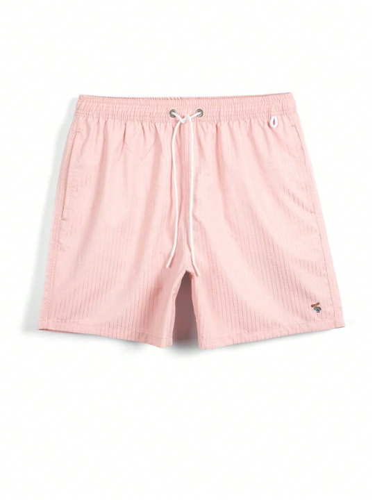 Men's Fashionable Solid Color Drawstring Waist Beach Shorts