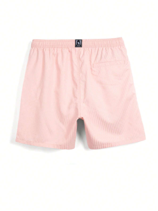 Men's Fashionable Solid Color Drawstring Waist Beach Shorts