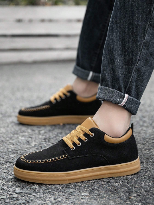 Men Suede Panel Shoes Sports Shoes Oxford Bottom Casual Shoes Fashionable Handmade Car Sewing Line All-Match Men Shoes