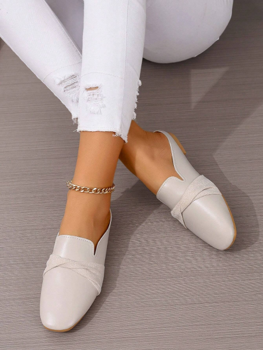 Fashionable Slip-On Mules Flat Shoes With Open Toe, Non-Slip, For Women