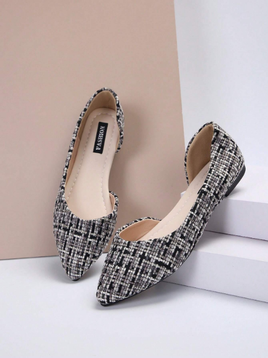 Fashionable Women's Spring & Autumn Pointed Toe Slip-On Flat, Side Hollow Out Anti-Slip Comfy Shoes For Work, Party, Shopping, School, Elegant And Charming Style