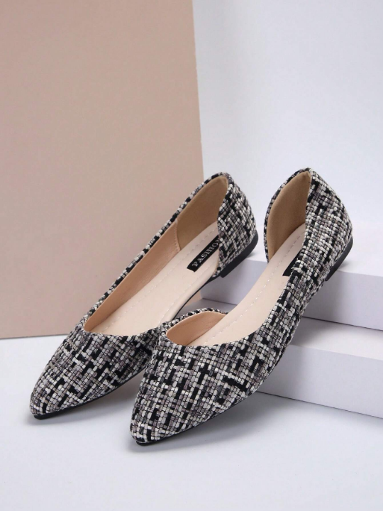 Fashionable Women's Spring & Autumn Pointed Toe Slip-On Flat, Side Hollow Out Anti-Slip Comfy Shoes For Work, Party, Shopping, School, Elegant And Charming Style