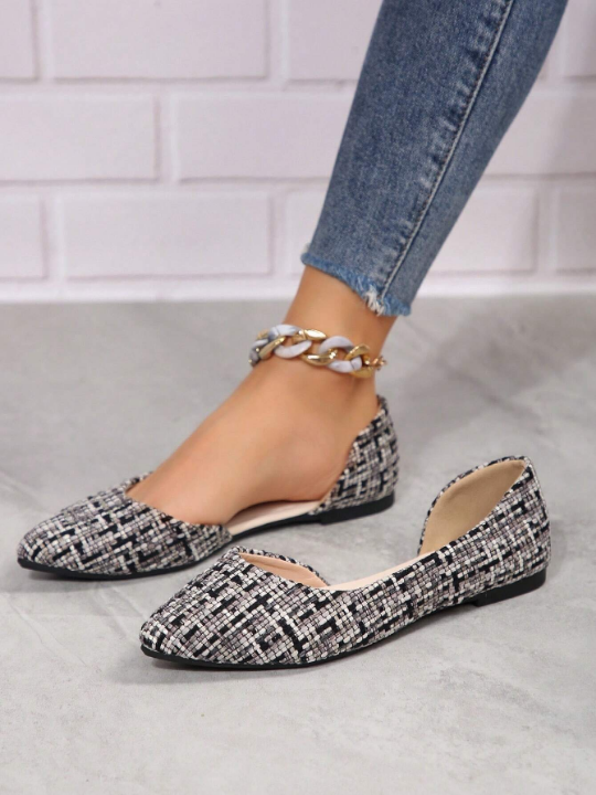 Fashionable Women's Spring & Autumn Pointed Toe Slip-On Flat, Side Hollow Out Anti-Slip Comfy Shoes For Work, Party, Shopping, School, Elegant And Charming Style