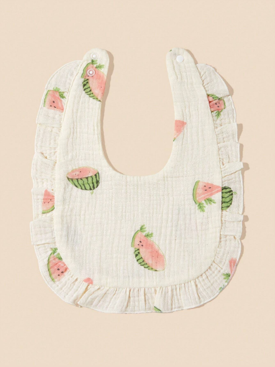 2pcs Baby Bib With Ruffle Decoration