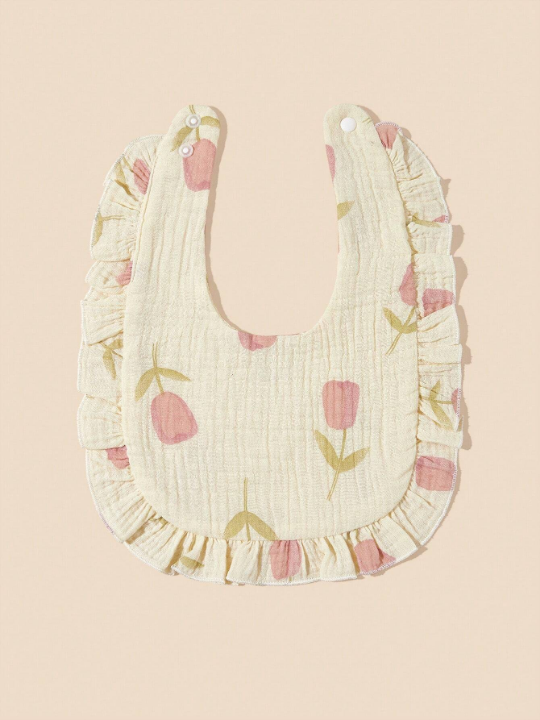 2pcs Baby Bibs With Ruffle Trim