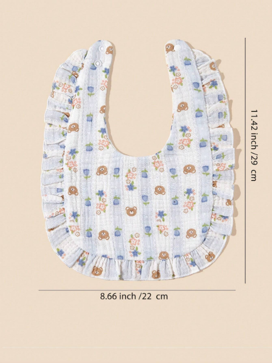 2pcs Baby Bibs With Ruffle Decoration