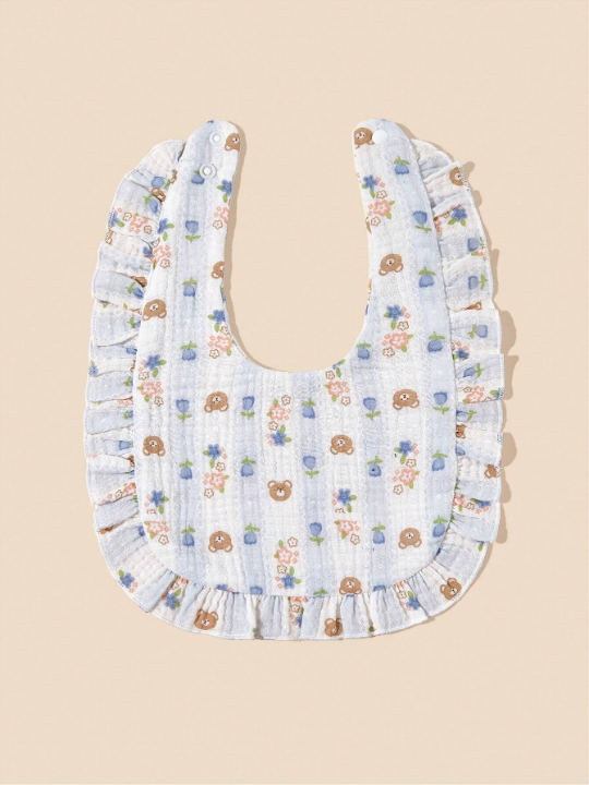 2pcs Baby Bibs With Ruffle Decoration