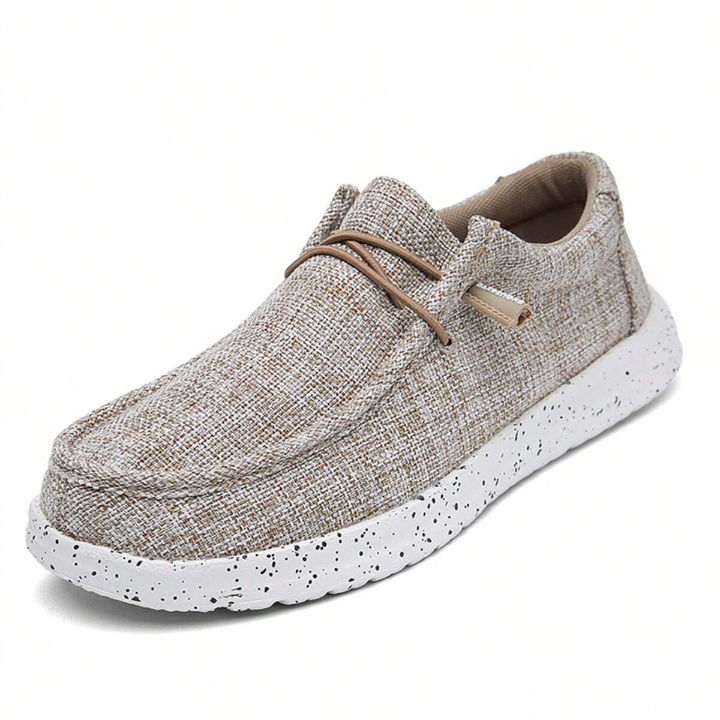 Men's Slip-On Canvas Shoes, Breathable, Lightweight, Wide Width, Comfortable Sports Shoes, Mesh Shoes, Fashionable, Versatile Running Shoes, Driving Shoes