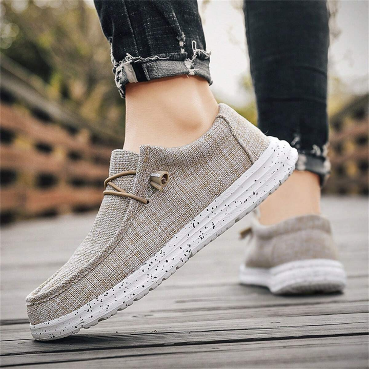 Men's Slip-On Canvas Shoes, Breathable, Lightweight, Wide Width, Comfortable Sports Shoes, Mesh Shoes, Fashionable, Versatile Running Shoes, Driving Shoes