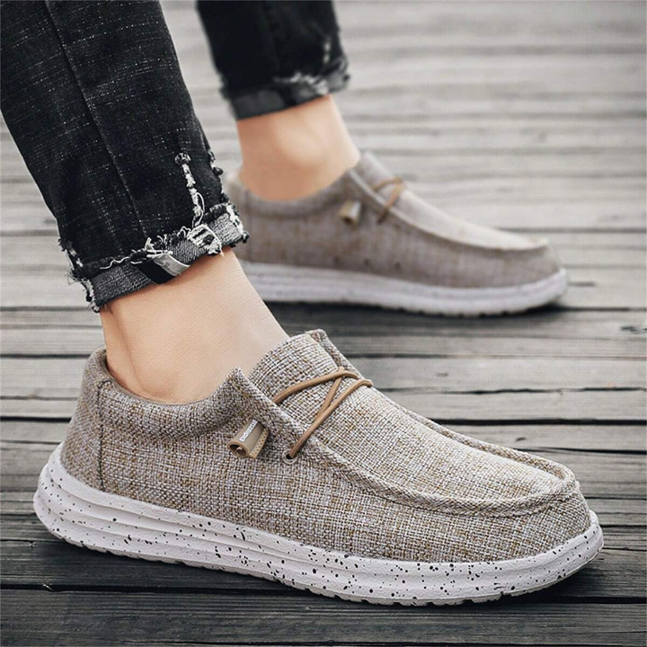 Men's Slip-On Canvas Shoes, Breathable, Lightweight, Wide Width, Comfortable Sports Shoes, Mesh Shoes, Fashionable, Versatile Running Shoes, Driving Shoes