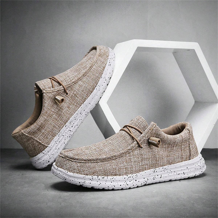 Men's Slip-On Canvas Shoes, Breathable, Lightweight, Wide Width, Comfortable Sports Shoes, Mesh Shoes, Fashionable, Versatile Running Shoes, Driving Shoes