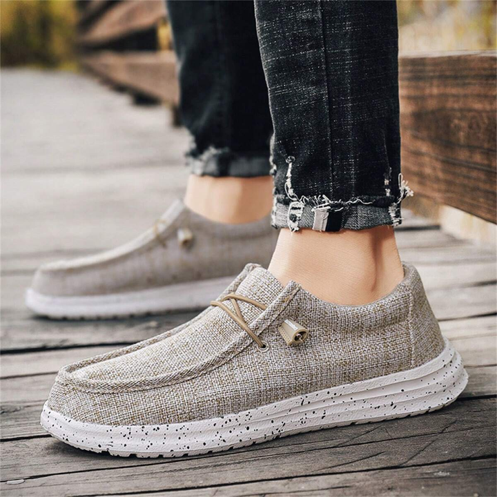 Men's Slip-On Canvas Shoes, Breathable, Lightweight, Wide Width, Comfortable Sports Shoes, Mesh Shoes, Fashionable, Versatile Running Shoes, Driving Shoes