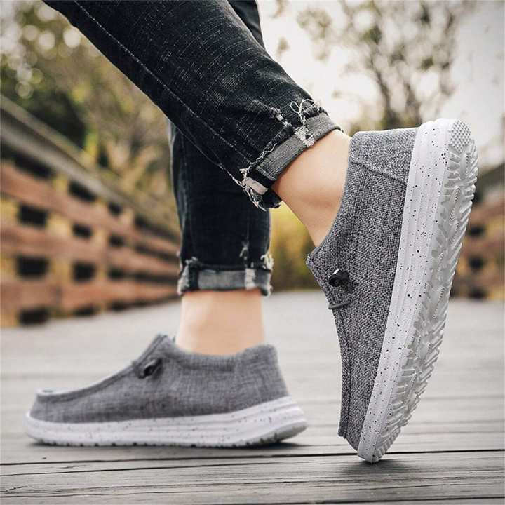 Men's Slip-On Canvas Shoes, Breathable, Wide-Fit, Comfortable Sports Shoes, Mesh Shoes, Trendy And Versatile, Ideal For Running, Driving