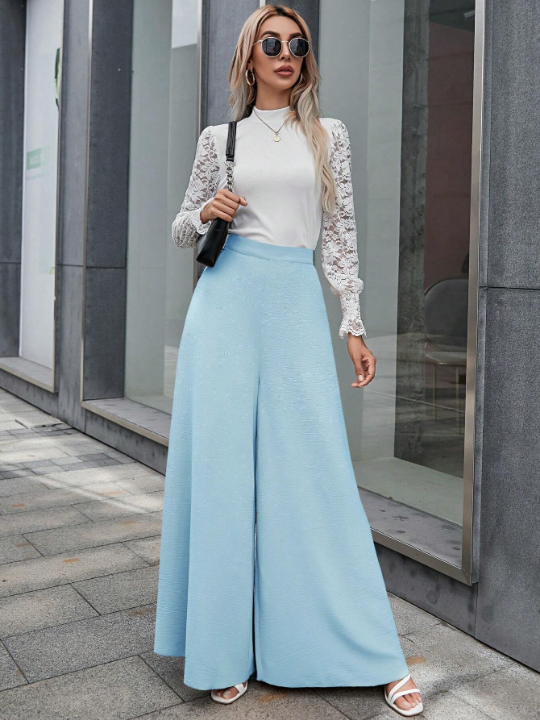 Women's Solid Color Wide Leg Pants With Pockets