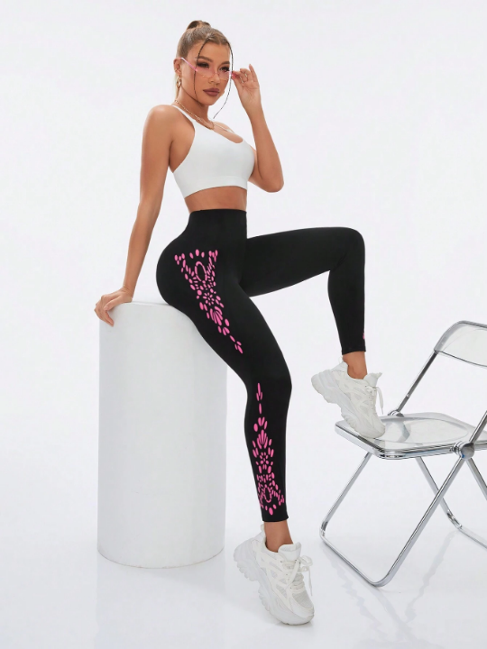 Ladies' Printed Simple Sports Leggings