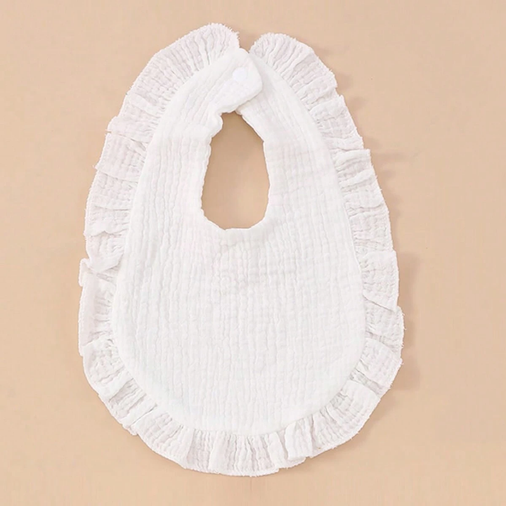 3pcs Lotus Leaf Edged Printed Muslin Baby Bibs