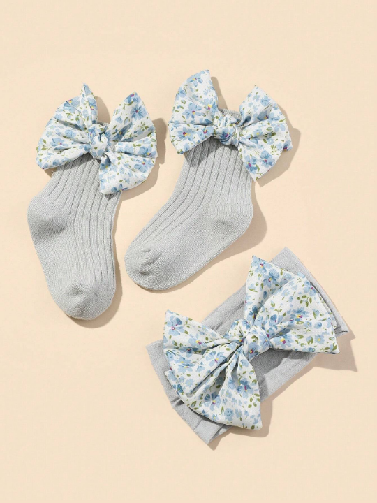 2pcs/Set Baby Hair Accessories And Socks Set